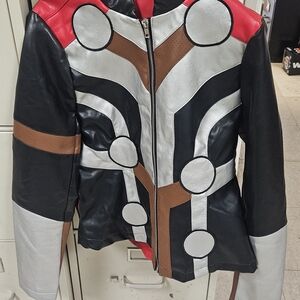 Disney Multicolor Leather Jacket with Circular Patterns